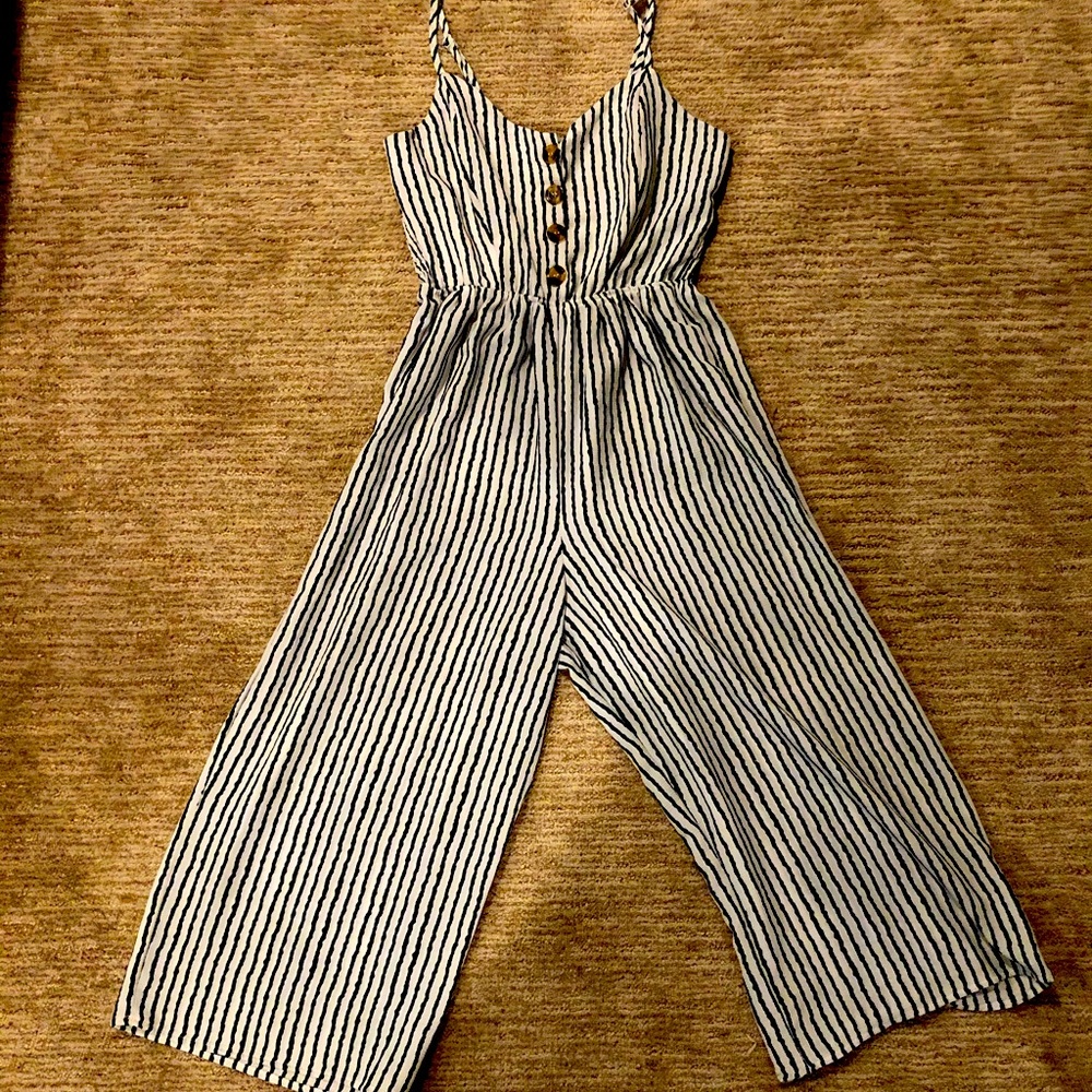 Black and white striped romper